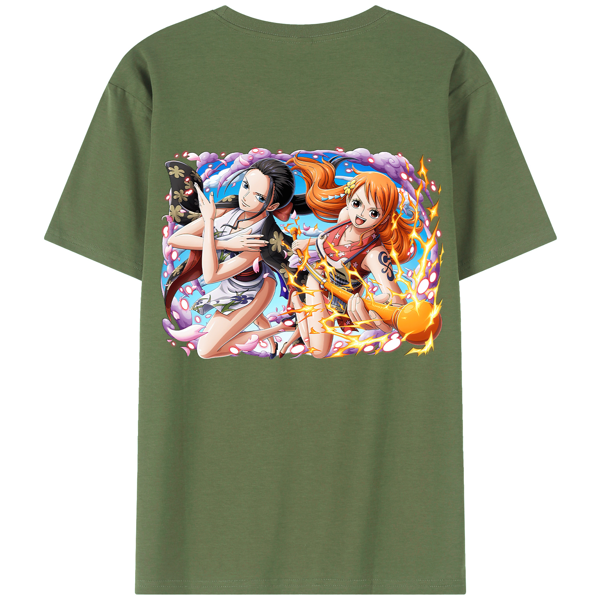 （画像用） ワンピース ナミ ONE PIECE Nami 綿100％ メンズ半袖Tシャツ（バックプリント） 通気性